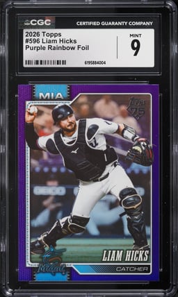2026 Topps Purple Rainbow Foil Liam Hicks /250 #596 CGC 9 MINT
