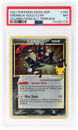 2021 Pokemon Sword and Shield Black Star Celebrations Elite Trainer Box Greninja Gold Star #SWSH144 PSA 7