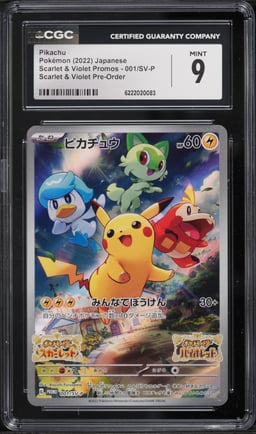 2022 Pokemon Japanese Scarlet & Violet Promo Pre-Order Full Art Pikachu #1 CGC 9 MINT