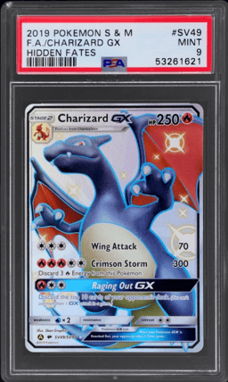 2019 Pokemon Sun and Moon Hidden Fates Shiny Vault Charizard Gx #SV49 PSA 9