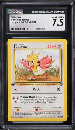 1999 Pokemon Jungle 1st Edition Spearow #62 CGC 7.5 NRMT+