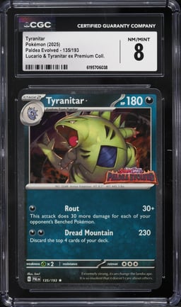 2025 Pokemon Scarlet & Violet Paldea Evolved Premium Collection Tyranitar #135 CGC 8 NM-MT