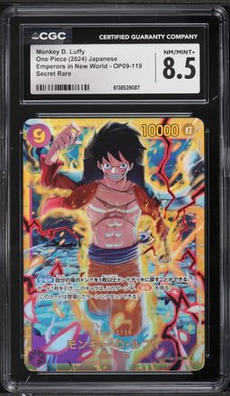 2024 One Piece Japanese Emperors In The New World SEC Monkey D. Luffy #OP09-119 CGC 8.5 NM-MT+