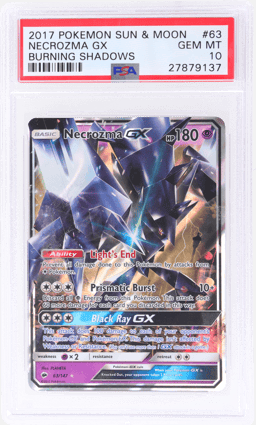2017 Pokemon Sun and Moon Burning Shadows Necrozma Gx #63 PSA 10