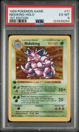 1999 POKEMON BASE SET 1ST EDITION #11 NIDOKING-HOLO PSA 6
