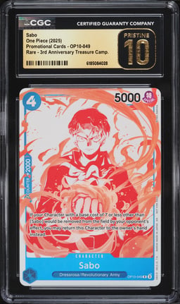 2025 One Piece Promo Cards 3rd Anniversary Treasure Campaign Sabo #OP10-049 CGC 10 PRISTINE