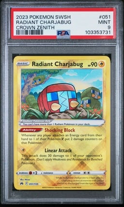 2023 POKEMON SWORD & SHIELD CROWN ZENITH #051 RADIANT CHARJABUG PSA 9