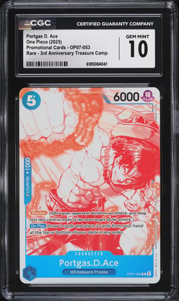 2025 One Piece Promo 3rd Anniversary Treasure Campaign Portgas D. Ace #OP07-053 CGC 10 GEM MINT