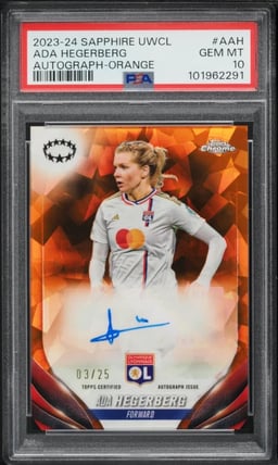 2023 Topps Chrome Sapphire UEFA Women's Champions League Orange Ada Hegerberg AUTO /25 PSA 10