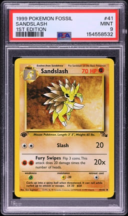 1999 Pokemon Fossil 1st Edition Sandslash #41 PSA 9 MINT
