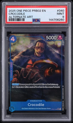 2025 One Piece Premium Booster The Best Vol.2 Alt Art Crocodile #OP07-040 PSA 9 MINT