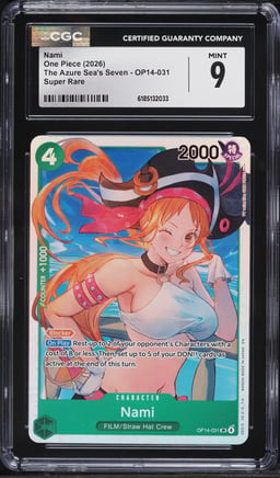 2026 One Piece The Azure Sea's Seven SR Nami #OP14-031 CGC 9 MINT