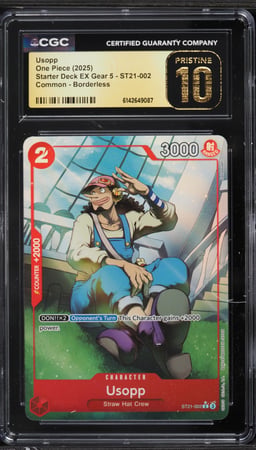 2025 One Piece Starter Deck EX Gear 5 Borderless Alt Art Usopp #ST21-002 CGC 10 PRISTINE