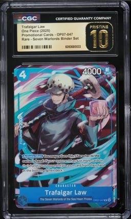 2025 One Piece Promo Seven Warlords Binder Set Trafalgar Law #OP07-047 CGC 10 PRISTINE