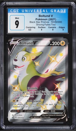 2021 Pokemon Sword & Shield Promo Shining Fates Tins Full Art Shiny Boltund V #SWSH085 CGC 9