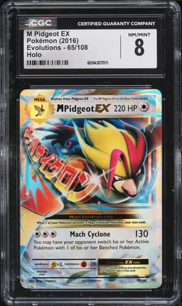 2016 Pokemon XY Evolutions Holo M Pidgeot Ex #65 CGC 8 NM-MT