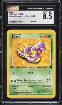 2000 Pokemon Team Rocket 1st Edition Ekans #56 CGC 8.5 NM-MT+