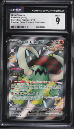 2025 Pokemon Scarlet & Violet Promo Paldean Fates Premium Full Art Great Tusk EX #72 CGC 9 MINT