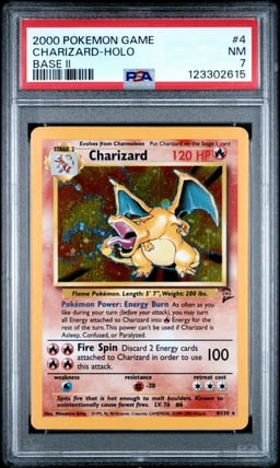 2000 POKEMON GAME BASE II #4 CHARIZARD-HOLO PSA 7