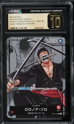 2022 One Piece Japanese Premium 25th Anniversary Alt Art Roronoa Zoro #OP01-001 CGC 10 PRISTINE