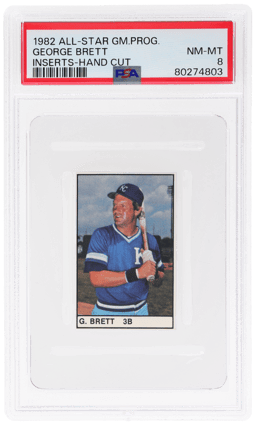 1982 All-Star Game Program Inserts Hand Cut George Brett PSA 8