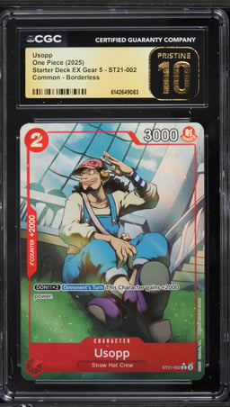 2025 One Piece Starter Deck EX Gear 5 Borderless Alt Art Usopp #ST21-002 CGC 10 PRISTINE