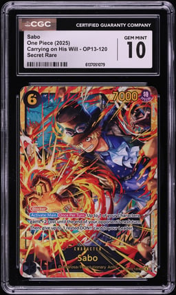 2025 One Piece Carrying On His Will SEC Sabo #OP13-120 CGC 10 GEM MINT