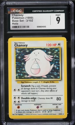 1999 Pokemon Base Set Holo Chansey #3 CGC 9 MINT