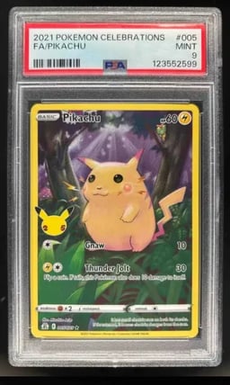 2021 Pokemon Sword & Shield Celebrations #005/025 Pikachu Holo PSA 9