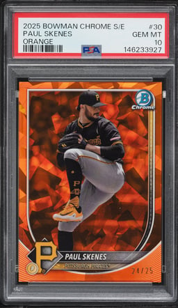 2025 Bowman Chrome Sapphire Edition Orange Paul Skenes /25 #30 PSA 10 GEM MINT