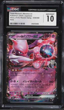 2025 Pokemon Japanese SV Glory Of The Rocket Gang Holo Team Rocket's Mewtwo Ex #39 CGC 10 GEM
