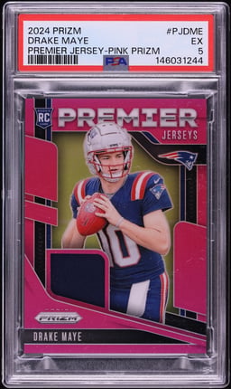 2024 Panini Prizm Premier Jerseys Pink Drake Maye ROOKIE PATCH #PJDME PSA 5 EX