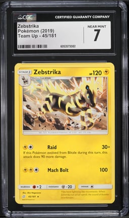 2019 Pokemon Sun & Moon Team Up Zebstrika #45 CGC 7 NRMT