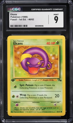 1999 Pokemon Fossil 1st Edition Ekans #46 CGC 9 MINT