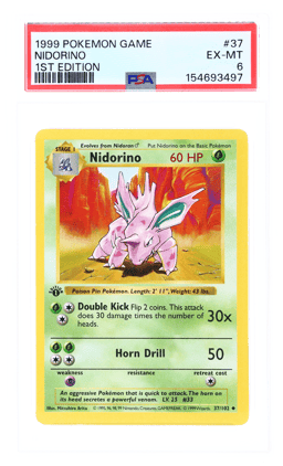 1999 Pokemon Base Set 1st Edition Nidorino #37 PSA 6