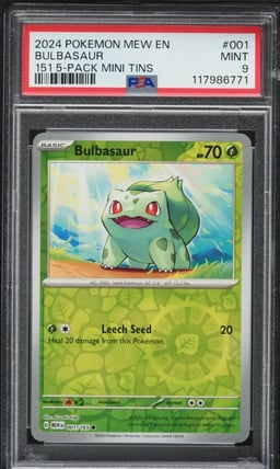 2024 Pokemon Mew En-151 5 Pack Mini Tin Bulbasaur #001 PSA 9 MINT