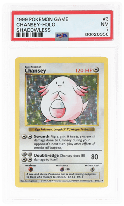 1999 Pokemon Base Set Holo Shadowless Chansey #3 PSA 7