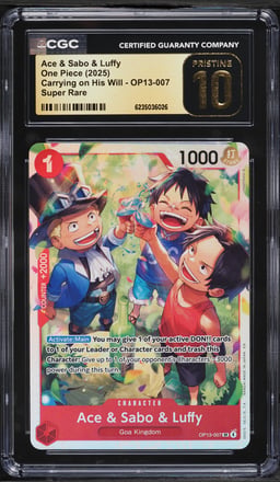 2025 One Piece Carrying On His Will SR Ace & Sabo & Luffy #OP13-007 CGC 10 PRISTINE