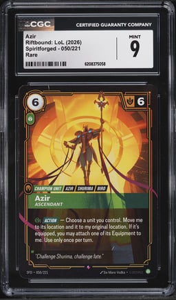 2026 Riftbound League Of Legends LoL Spiritforged Azir #050 CGC 9 MINT