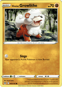 2022 Hisuian Growlithe #83 Lost Origin