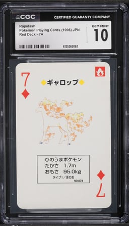 1996 Pokemon Playing Cards Red Deck Rapidash #7 CGC 10 GEM MINT
