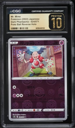 2022 Pokemon Japanese SWSH Dark Phantasma Poke Ball Reverse Holo Mr. Mime #024 CGC 10 PRISTINE