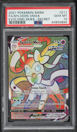 2021 Pokemon Sword & Shield Evolving Skies Rainbow Rare Sylveon VMAX #211 PSA 10 GEM MINT