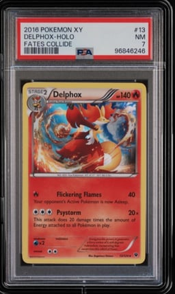 2016 POKEMON XY FATES COLLIDE #13 DELPHOX-HOLO PSA 7