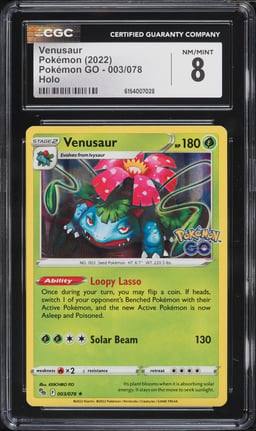 2022 Pokemon GO Sword & Shield Holo Venusaur #3 CGC 8 NM-MT