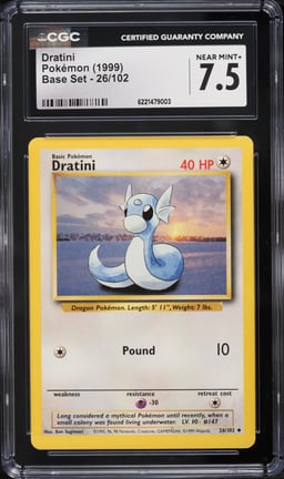 1999 Pokemon Base Set Dratini #26 CGC 7.5 NRMT+