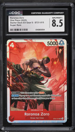 2025 One Piece Starter Deck EX Gear 5 SR Roronoa Zoro #ST21-015 CGC 8.5 NM-MT+