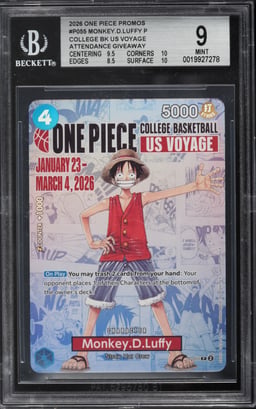 2026 One Piece Promo College Basketball US Boyage Monkey D. Luffy #P-055 BGS 9 MINT