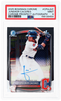2025 Chrome Prospect Autographs Juneiker Caceres #CPAJUC PSA 9