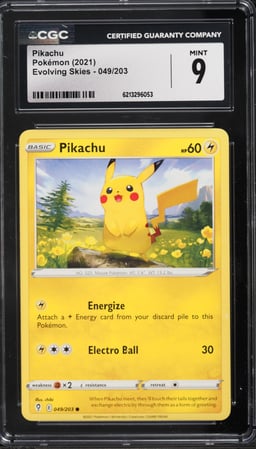 2021 Pokemon Sword & Shield Evolving Skies Pikachu #49 CGC 9 MINT